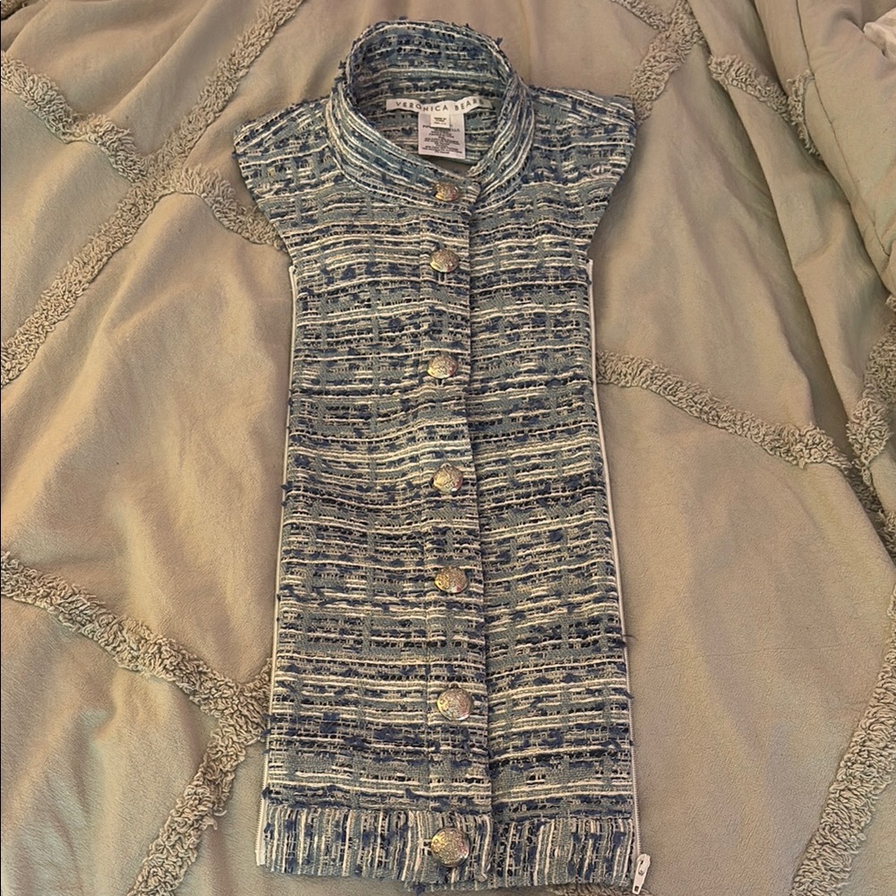 Veronica Beard Blue Striped Wool Dickey Jacket Insert - Picture 4 of 4